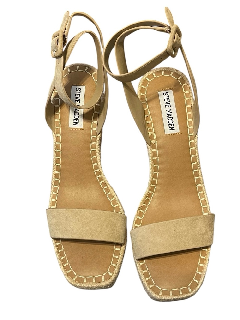 Steve Madden Tan Suede Wedge Sandal Granola Neutral sz 9 NIB